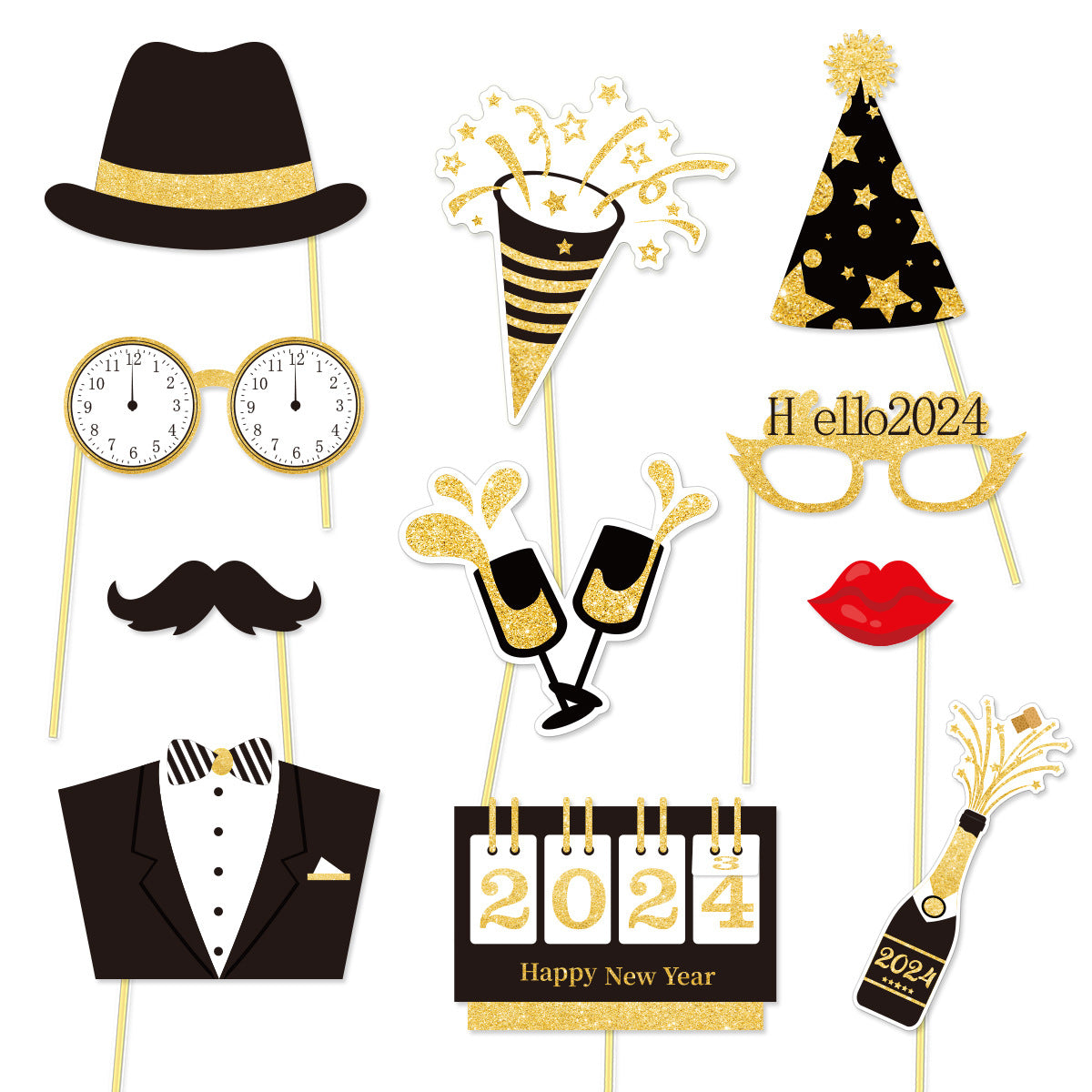 Wholesale 2024 New Year Party Paper Decoration Photography Props